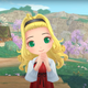 A woman in Story of Seasons clasps her hands and smiles.